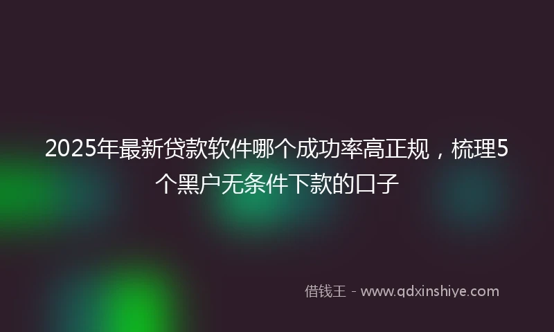 2025年最新贷款软件哪个成功率高正规，梳理5个黑户无条件下款的口子