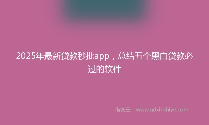 2025年最新贷款秒批app，总结五个黑白贷款必过的软件