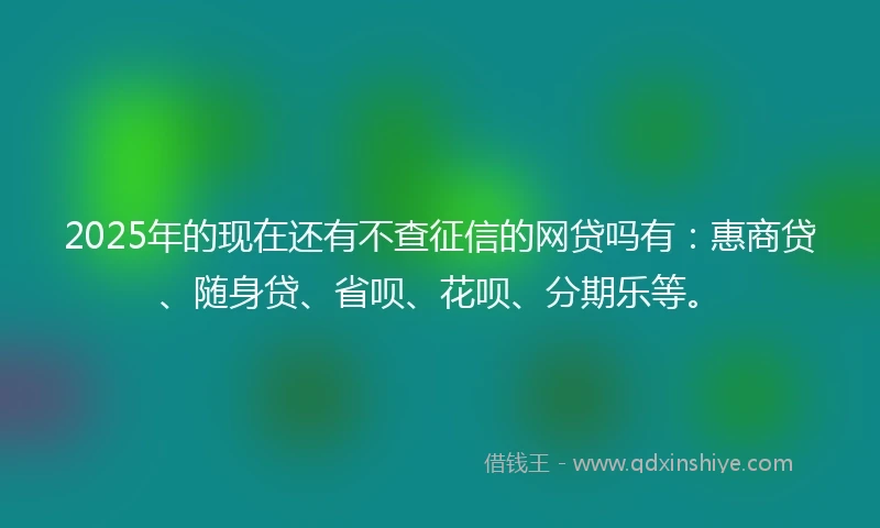 2025年的现在还有不查征信的网贷吗有：惠商贷、随身贷、省呗、花呗、分期乐等。