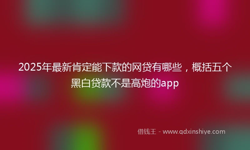 2025年最新肯定能下款的网贷有哪些，概括五个黑白贷款不是高炮的app