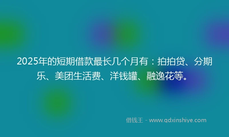 2025年的短期借款最长几个月有：拍拍贷、分期乐、美团生活费、洋钱罐、融逸花等。