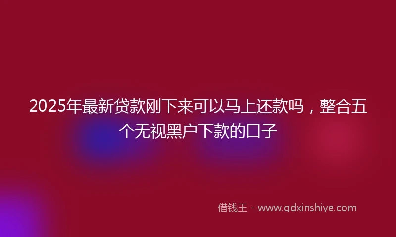 2025年最新贷款刚下来可以马上还款吗，整合五个无视黑户下款的口子