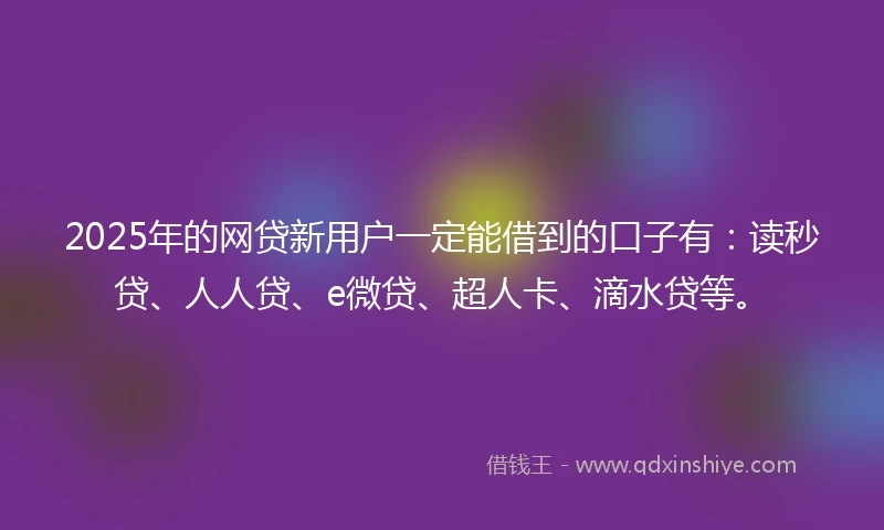 2025年的网贷新用户一定能借到的口子有：读秒贷、人人贷、e微贷、超人卡、滴水贷等。