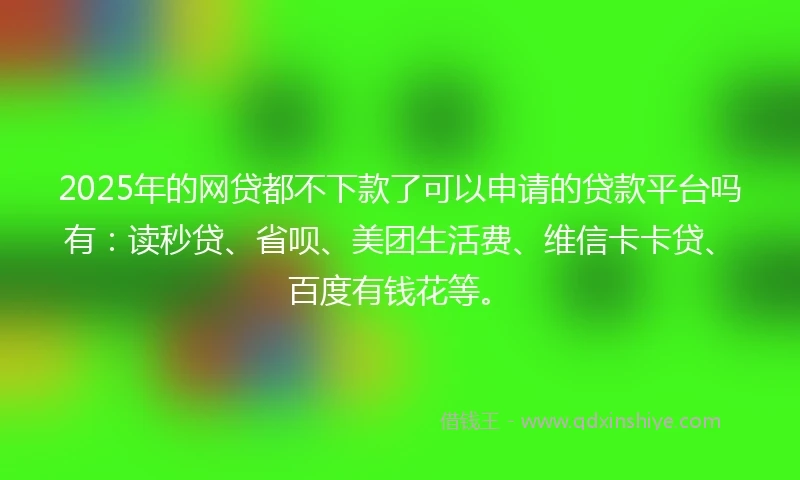 2025年的网贷都不下款了可以申请的贷款平台吗有：读秒贷、省呗、美团生活费、维信卡卡贷、百度有钱花等。