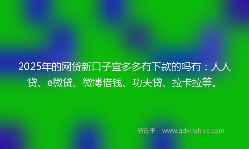 2025年的网贷新口子宜多多有下款的吗有：人人贷、e微贷、微博借钱、功夫贷、拉卡拉等。