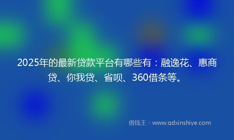 2025年的最新贷款平台有哪些有：融逸花、惠商贷、你我贷、省呗、360借条等。