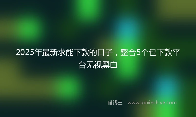 2025年最新求能下款的口子，整合5个包下款平台无视黑白