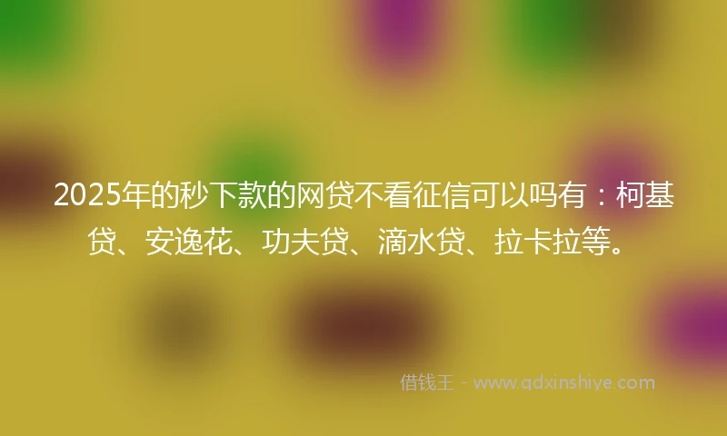 2025年的秒下款的网贷不看征信可以吗有：柯基贷、安逸花、功夫贷、滴水贷、拉卡拉等。