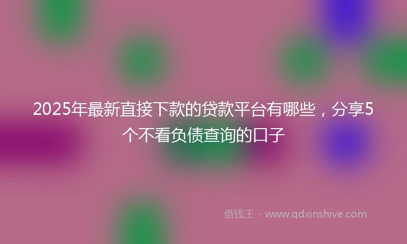 2025年最新直接下款的贷款平台有哪些，分享5个不看负债查询的口子