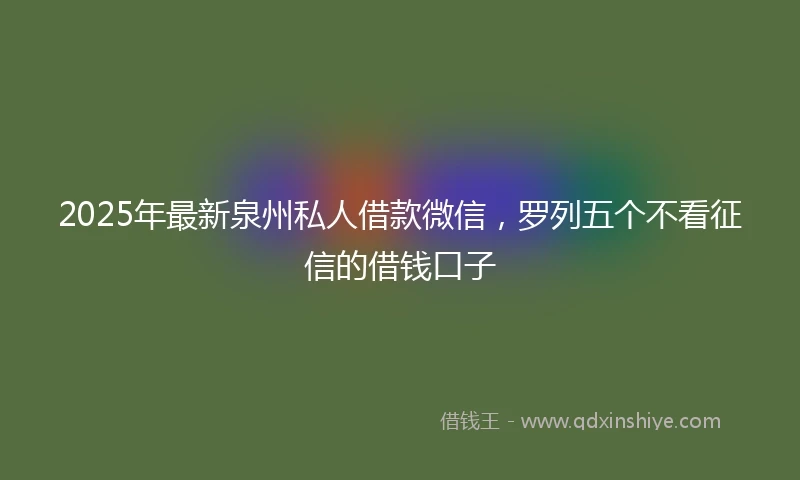 2025年最新泉州私人借款微信，罗列五个不看征信的借钱口子