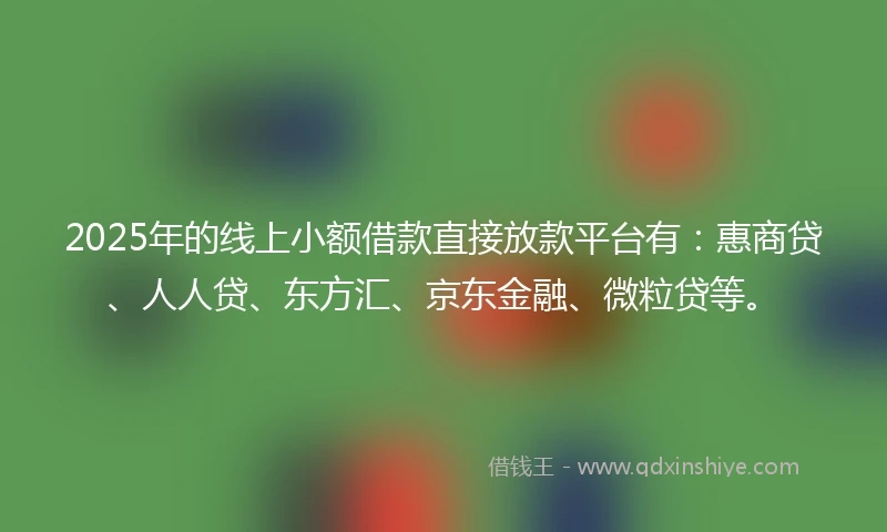 2025年的线上小额借款直接放款平台有：惠商贷、人人贷、东方汇、京东金融、微粒贷等。