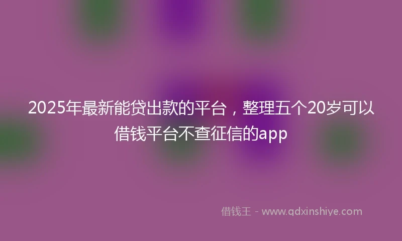2025年最新能贷出款的平台，整理五个20岁可以借钱平台不查征信的app