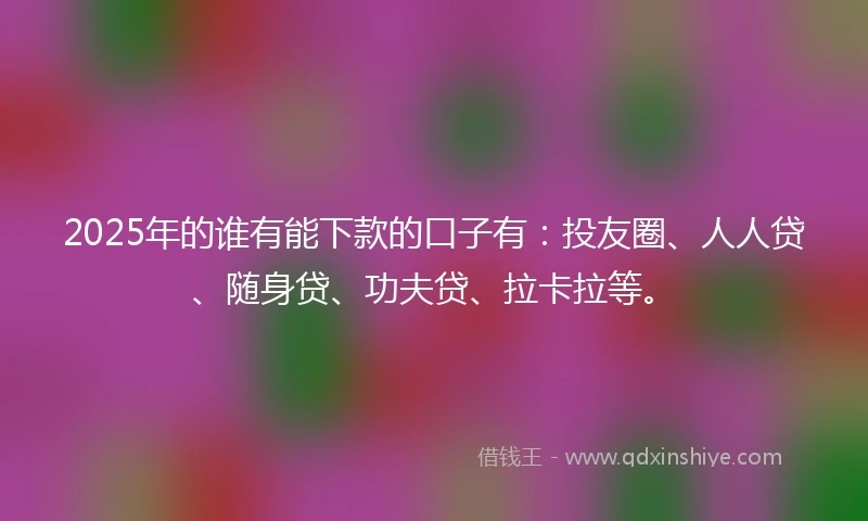2025年的谁有能下款的口子有：投友圈、人人贷、随身贷、功夫贷、拉卡拉等。