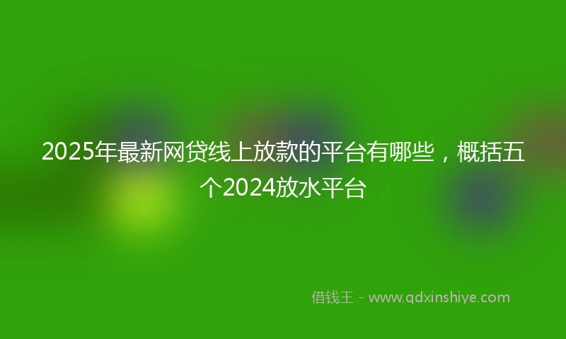 2025年最新网贷线上放款的平台有哪些，概括五个2024放水平台