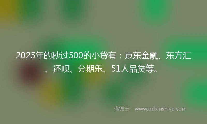 2025年的秒过500的小贷有：京东金融、东方汇、还呗、分期乐、51人品贷等。