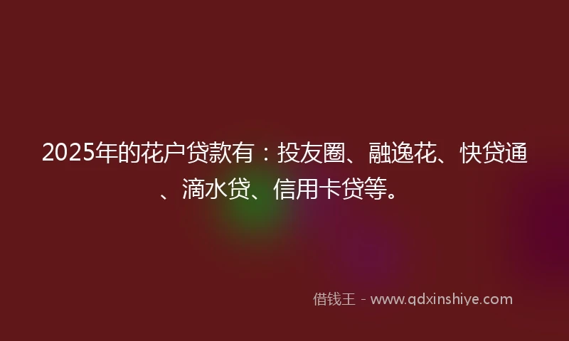 2025年的花户贷款有：投友圈、融逸花、快贷通、滴水贷、信用卡贷等。