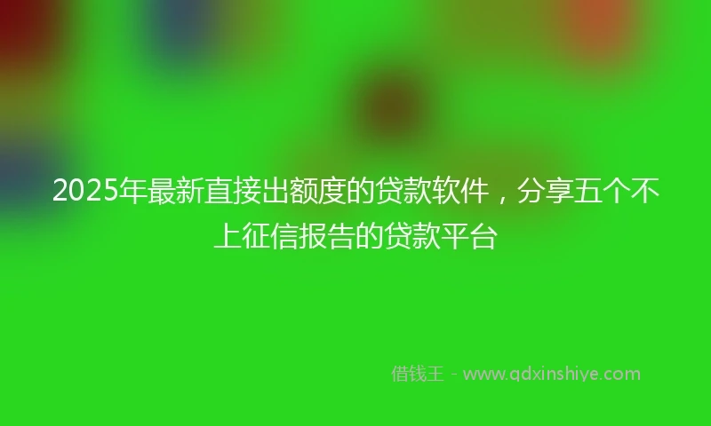 2025年最新直接出额度的贷款软件，分享五个不上征信报告的贷款平台