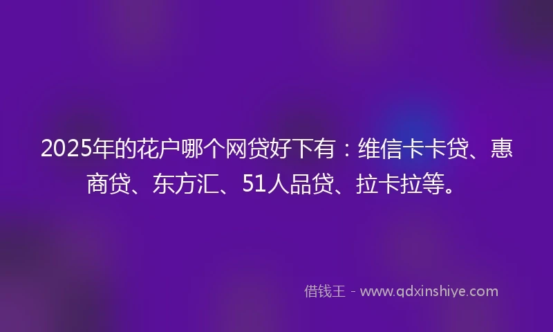 2025年的花户哪个网贷好下有：维信卡卡贷、惠商贷、东方汇、51人品贷、拉卡拉等。