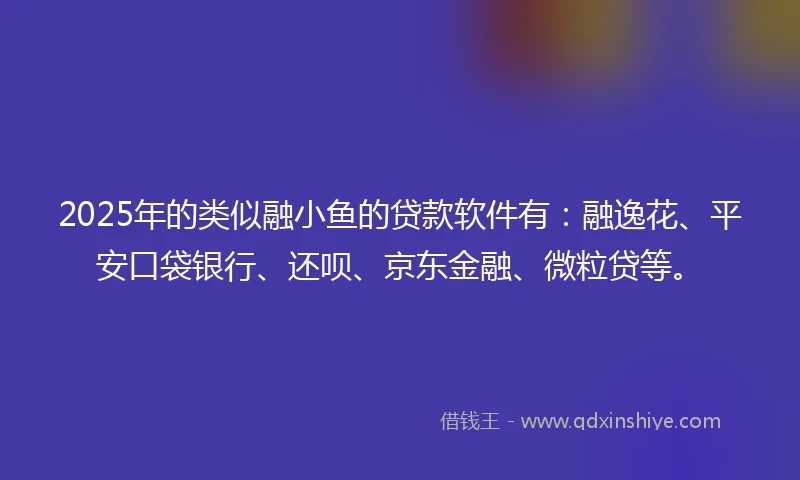 2025年的类似融小鱼的贷款软件有：融逸花、平安口袋银行、还呗、京东金融、微粒贷等。