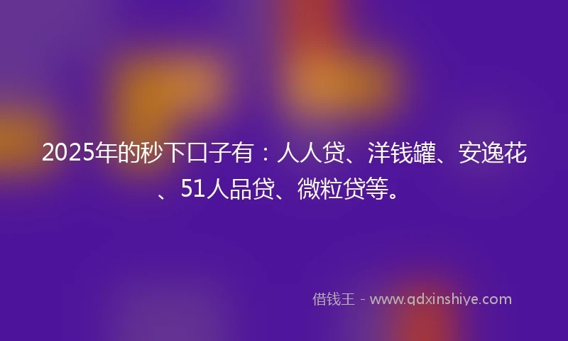 2025年的秒下口子有:人人贷、洋钱罐、安逸花、51人品贷、微粒贷等。