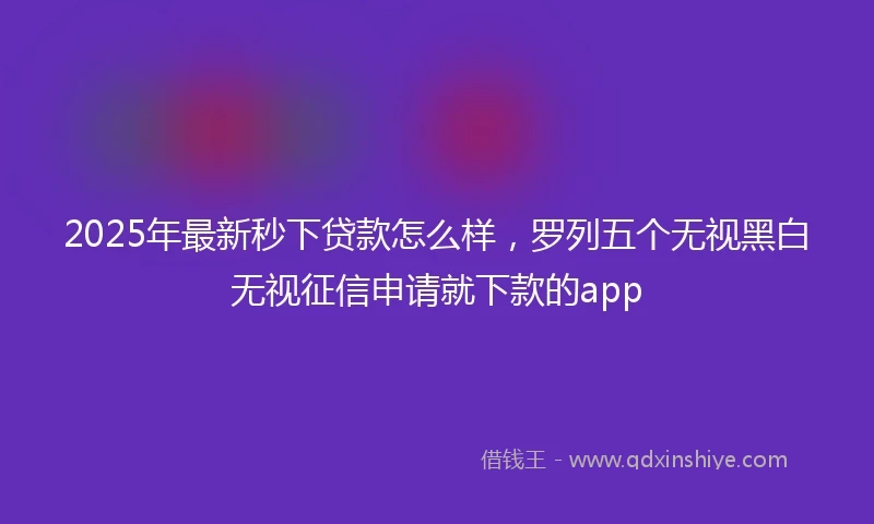 2025年最新秒下贷款怎么样，罗列五个无视黑白无视征信申请就下款的app