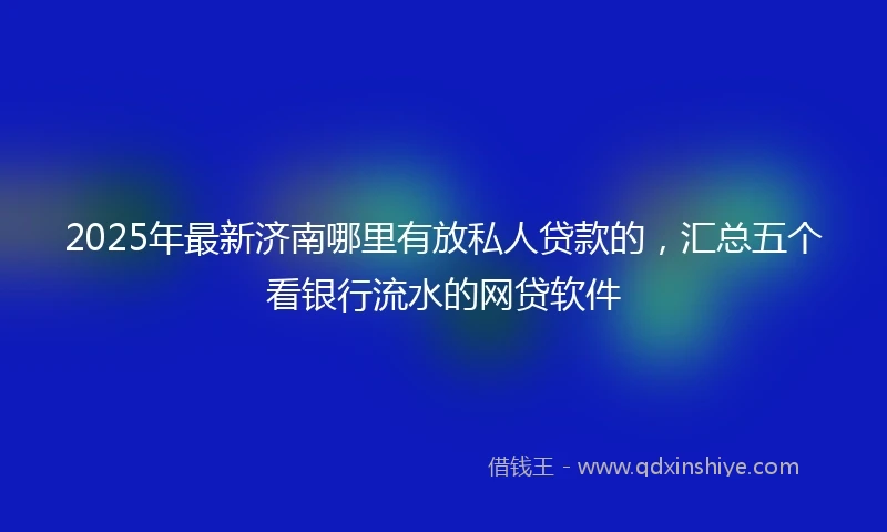 2025年最新济南哪里有放私人贷款的，汇总五个看银行流水的网贷软件