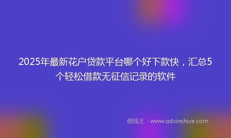 2025年最新花户贷款平台哪个好下款快，汇总5个轻松借款无征信记录的软件