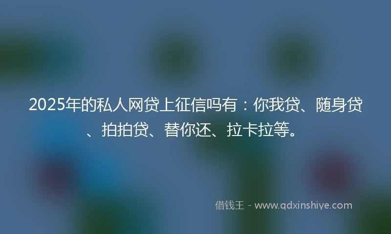 2025年的私人网贷上征信吗有：你我贷、随身贷、拍拍贷、替你还、拉卡拉等。