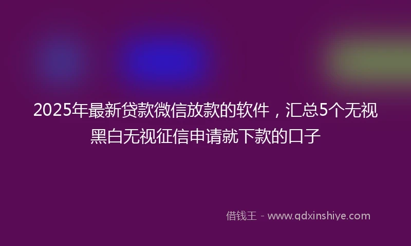 2025年最新贷款微信放款的软件，汇总5个无视黑白无视征信申请就下款的口子