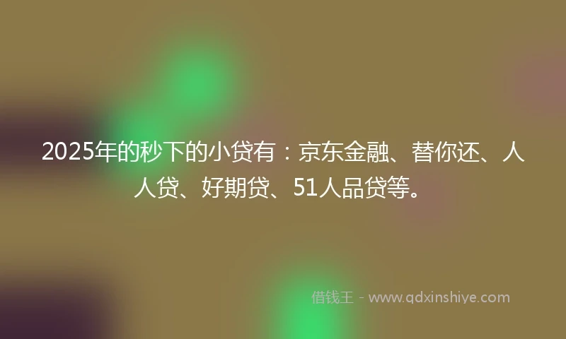 2025年的秒下的小贷有：京东金融、替你还、人人贷、好期贷、51人品贷等。