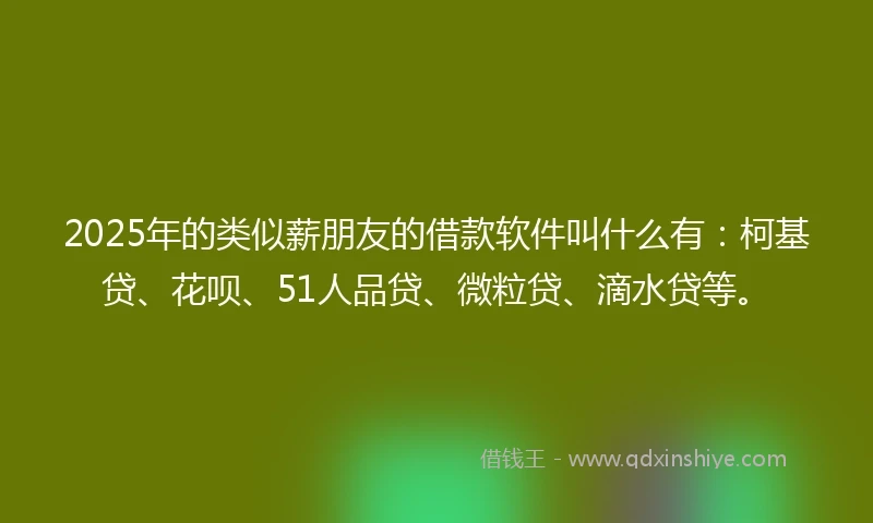 2025年的类似薪朋友的借款软件叫什么有：柯基贷、花呗、51人品贷、微粒贷、滴水贷等。