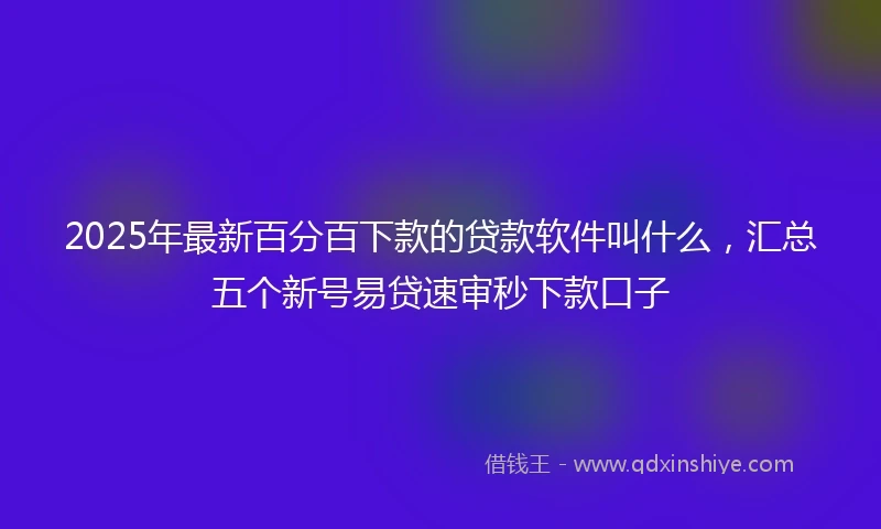 2025年最新百分百下款的贷款软件叫什么，汇总五个新号易贷速审秒下款口子