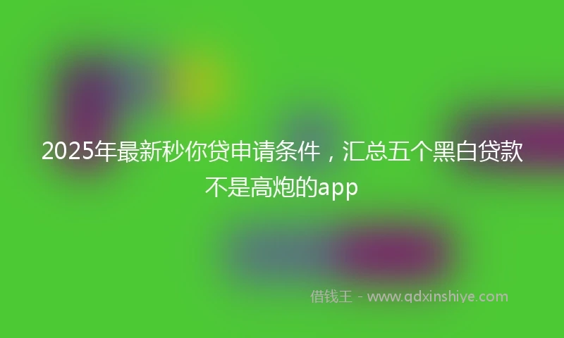 2025年最新秒你贷申请条件，汇总五个黑白贷款不是高炮的app