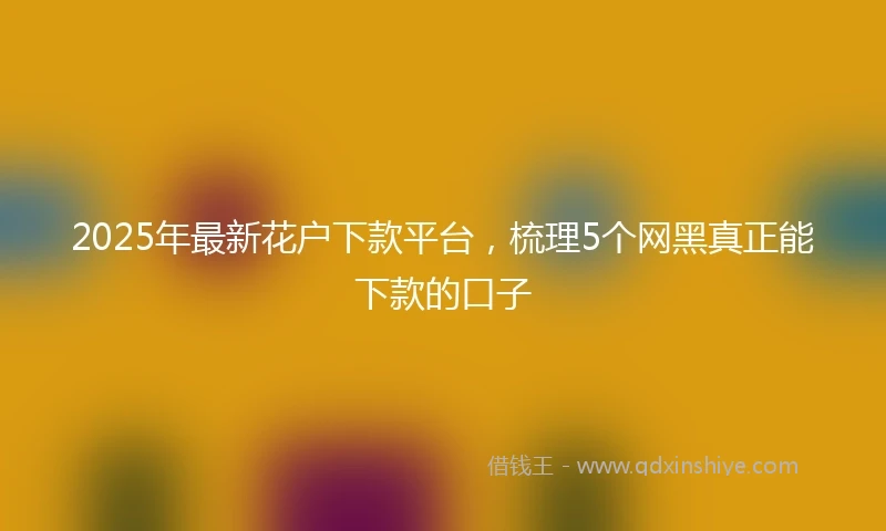 2025年最新花户下款平台，梳理5个网黑真正能下款的口子