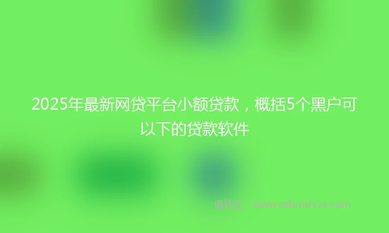 2025年最新网贷平台小额贷款，概括5个黑户可以下的贷款软件