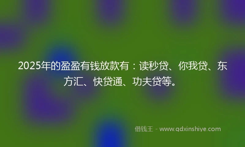2025年的盈盈有钱放款有：读秒贷、你我贷、东方汇、快贷通、功夫贷等。