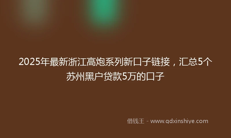 2025年最新浙江高炮系列新口子链接，汇总5个苏州黑户贷款5万的口子