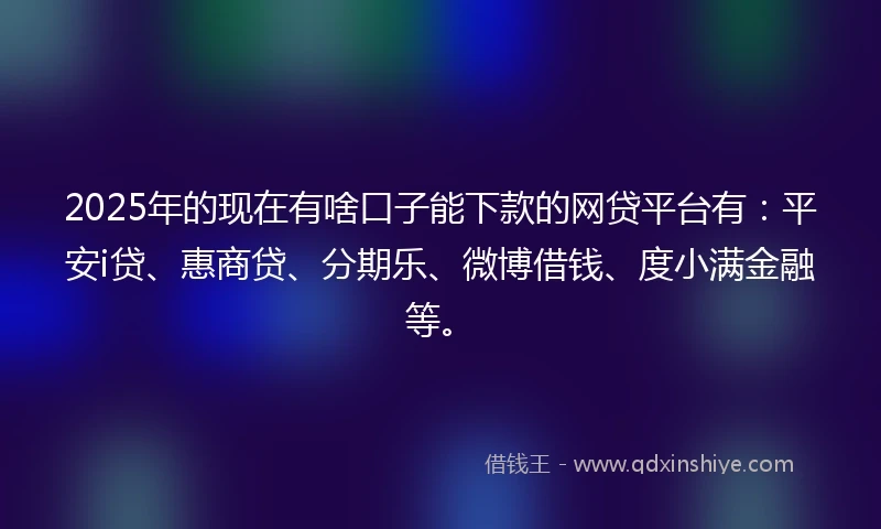 2025年的现在有啥口子能下款的网贷平台有：平安i贷、惠商贷、分期乐、微博借钱、度小满金融等。