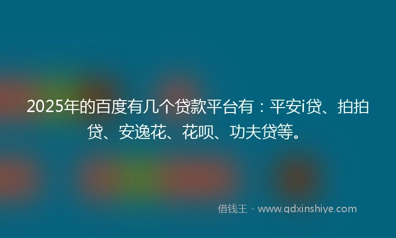 2025年的百度有几个贷款平台有：平安i贷、拍拍贷、安逸花、花呗、功夫贷等。