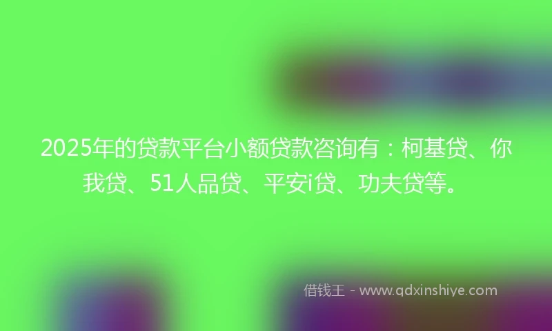2025年的贷款平台小额贷款咨询有：柯基贷、你我贷、51人品贷、平安i贷、功夫贷等。
