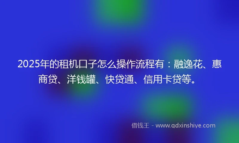 2025年的租机口子怎么操作流程有：融逸花、惠商贷、洋钱罐、快贷通、信用卡贷等。