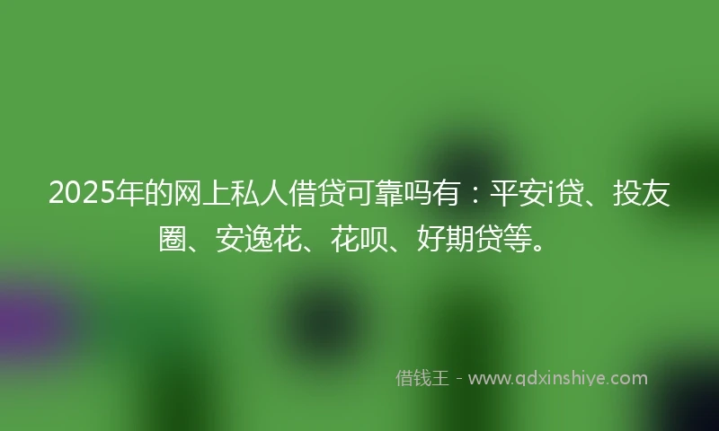 2025年的网上私人借贷可靠吗有：平安i贷、投友圈、安逸花、花呗、好期贷等。