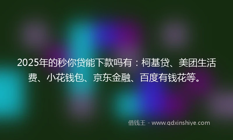 2025年的秒你贷能下款吗有：柯基贷、美团生活费、小花钱包、京东金融、百度有钱花等。