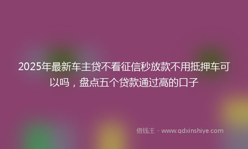 2025年最新车主贷不看征信秒放款不用抵押车可以吗,盘点五个贷款通过高的口子