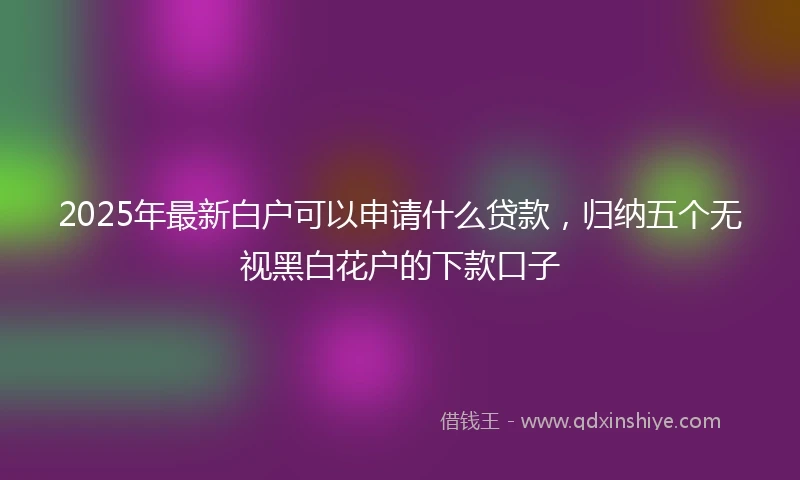 2025年最新白户可以申请什么贷款，归纳五个无视黑白花户的下款口子