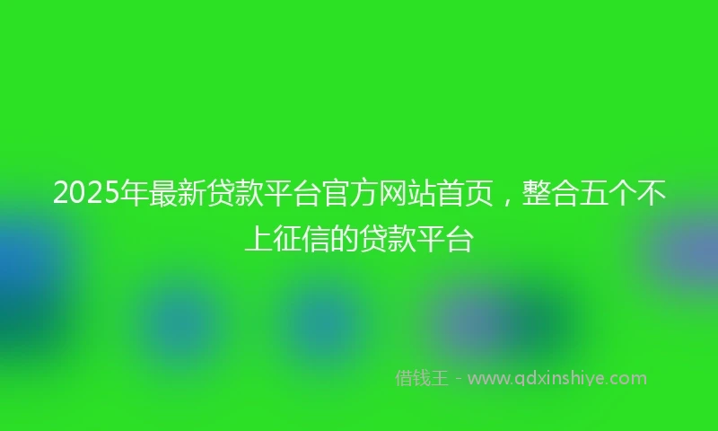 2025年最新贷款平台官方网站首页，整合五个不上征信的贷款平台