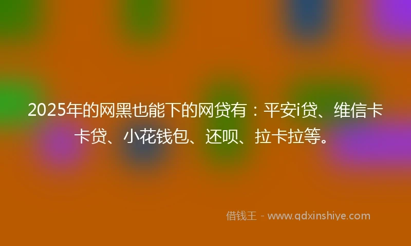 2025年的网黑也能下的网贷有：平安i贷、维信卡卡贷、小花钱包、还呗、拉卡拉等。