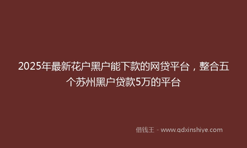 2025年最新花户黑户能下款的网贷平台，整合五个苏州黑户贷款5万的平台