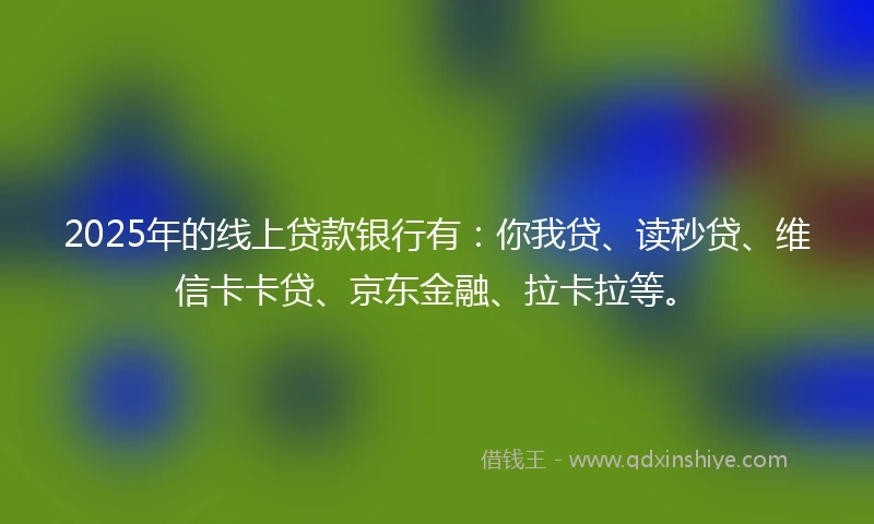 2025年的线上贷款银行有：你我贷、读秒贷、维信卡卡贷、京东金融、拉卡拉等。