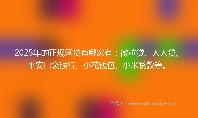 2025年的正规网贷有哪家有：微粒贷、人人贷、平安口袋银行、小花钱包、小米贷款等。
